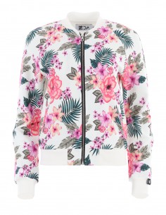 Bluza tip bomber din bumbac Florence - Floral Off white