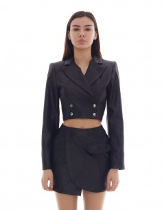 Sacou crop din eco-piele - Camel - byEDA