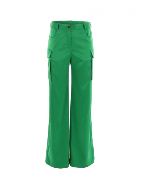 Pantaloni cu talie joasa - ByEDA - Verde
