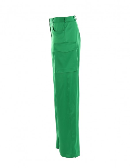 Pantaloni cu talie joasa - ByEDA - Verde